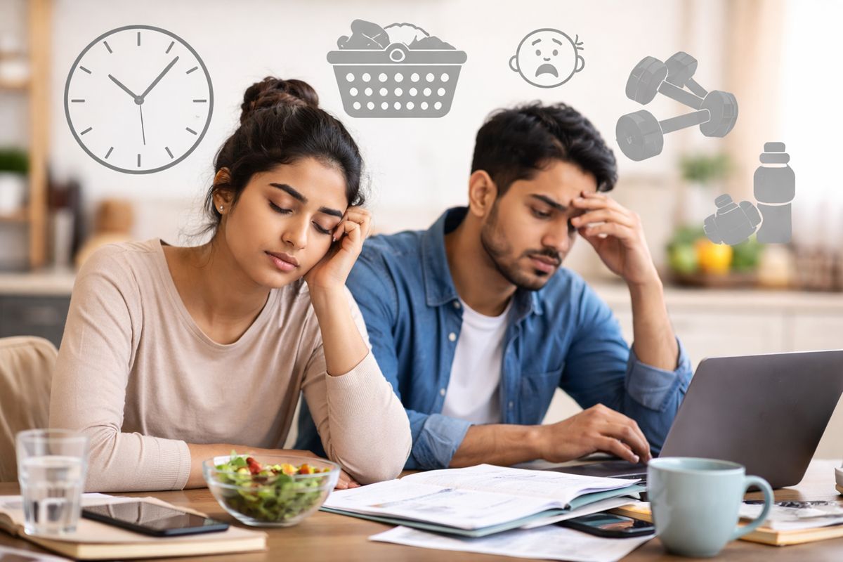 People struggling to balance daily responsibilities and healthy lifestyle routines